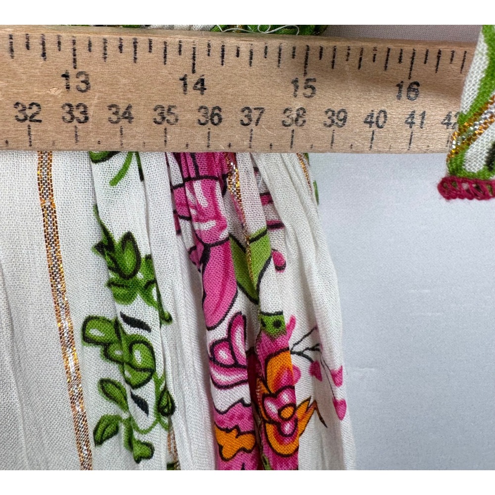 Me 2 Magic Floral Maxi Dress sz XL Boho Metallic ruffles Flutter Sleeve sz XL - Picture 6 of 10
